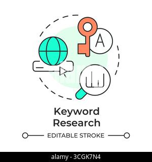 Keyword research multi color concept icon Stock Vector