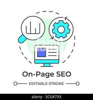 On-page seo multi color concept icon Stock Vector
