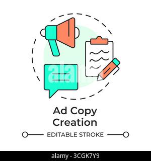 Ad copy creation multi color concept icon Stock Vector