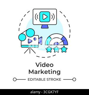 Video marketing multi color concept icon Stock Vector