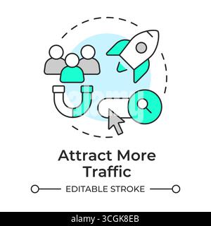 Attract more traffic multi color concept icon Stock Vector