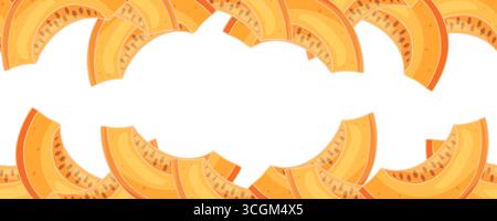 Seamless pumpkin slices border on white background Stock Vector
