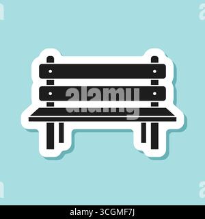 Bench sticker icon in flat style. Comfortable rest vector illustration on isolated background. Park chair sign business concept. Stock Vector