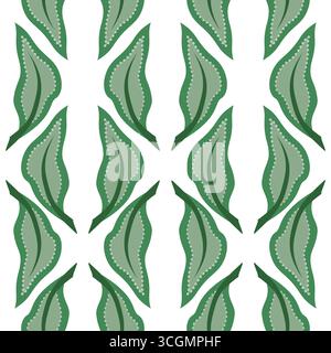 Green leaves vertical seamless pattern on white background. Delicate green colors. Vintage leaves background vector illustration. For wallpaper, giftp Stock Vector