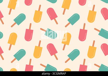summer seamless pattern with ice creams- vector illustration Stock Vector