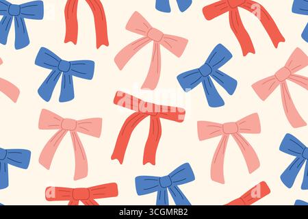 ribbon bow seamless pattern is perfect for wrapping paper, textiles, stationery and festive decorations- vector illustration Stock Vector
