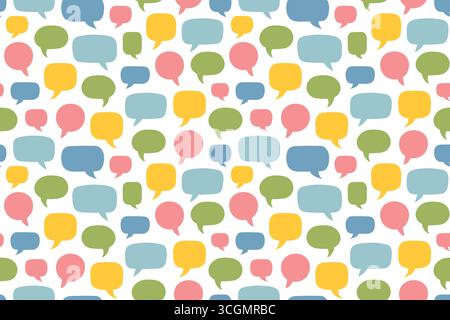 colorful speech bubbles seamless pattern, perfect for stationery products such as notebooks, planners, and wrapping paper, social media graphics- vect Stock Vector