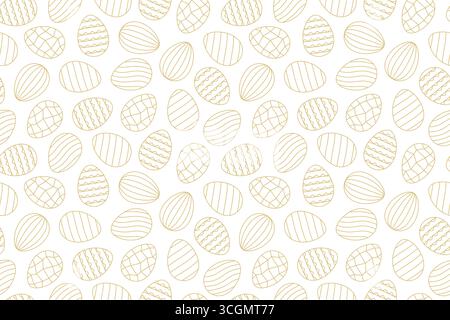 seamless golden pattern with easter eggs - vector illustration Stock Vector