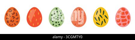 set of different colorful easter eggs with abstract ornaments - vector illustration Stock Vector