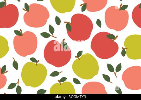 seamless apples pattern, nature, fruit background vector illustration Stock Vector