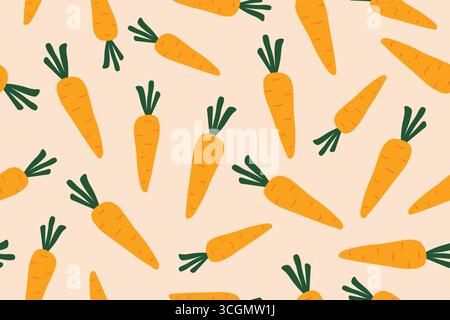 seamless carrot pattern; easter background- vector illustration Stock Vector