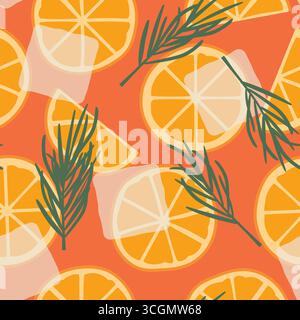 aperol apritz cocktail seamless pattern; summer party background- vector illustration Stock Vector
