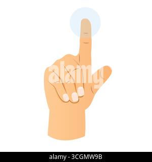 finger touching screen button; concept of tactile interaction with digital technology, navigation and user engagement- vector illustration Stock Vector