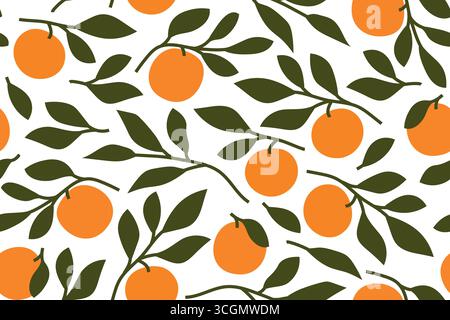 seamless pattern with orange fruit branches great for wrapping, greeting cards, fabrics- vector illustration Stock Vector