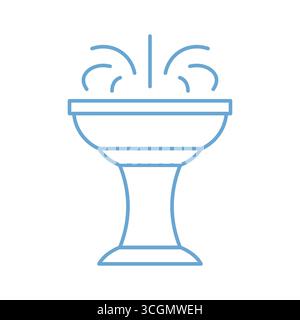 fountain line icon with pouring water; tranquility and a refreshing ambiance; good for park maps, city guides, or landscaping brochures- vector illust Stock Vector