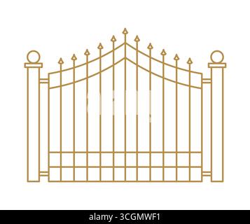golden elegant forged gate icon- vector illustration Stock Vector