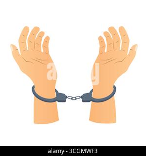 hands in handcuffs; police custody, innocence, human rights, civil liberties concept- vector illustration Stock Vector