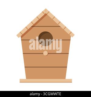 wooden birdhouse icon; perfect for environmental campaigns, wildlife materials, or gardening websites, promoting bird habitat preservation and birdwat Stock Vector