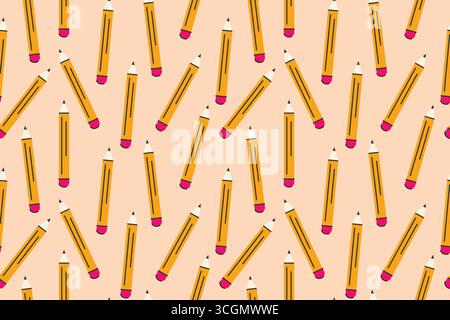 seamless pattern with pencils; could be used as a background for stationery, educational materials or artistic-themed projects- vector illustration Stock Vector