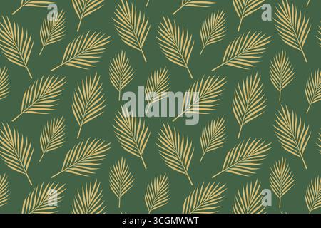 luxury golden seamless pattern with palm leaves- vector illustration Stock Vector
