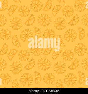 summer seamless pattern with orange fruit slices- vector illustration Stock Vector