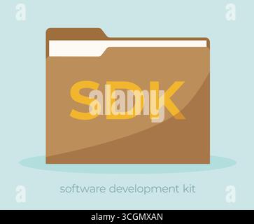 SDK Software Development Kit concept  it's a collection of tools, libraries and documentation that developers use to create software applications for Stock Vector