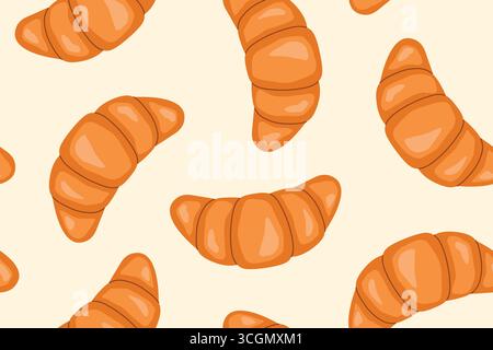 croissants seamless pattern- vector illustration Stock Vector