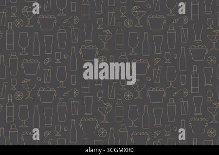 seamless bartender pattern, cocktail bar, great for wrapping, textile, wallpaper, greeting card- vector illustration Stock Vector