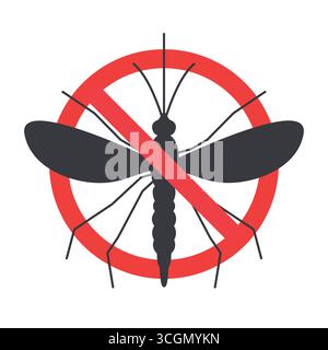 no mosquito sign, awareness of avoid dengue, malaria, zika diseases - vector illustration Stock Vector