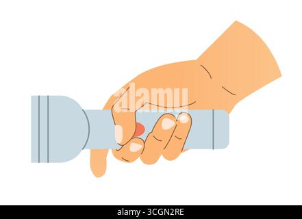 hand holding flashlight; guidance, exploration, and discovery concept- vector illustration Stock Vector