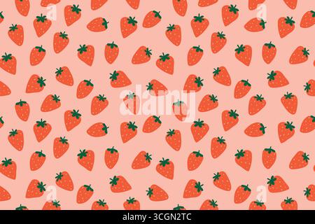 seamless pattern with strawberry fruits, perfect for summer-themed apparel, home decor, packaging, stationery items and and greeting cards- vector ill Stock Vector