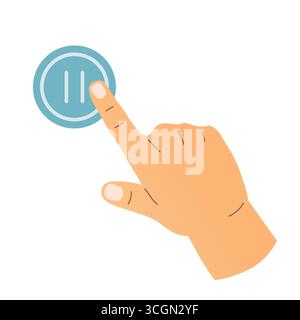 hand pressing pause button; concept of taking breaks or pauses, the importance of taking time to rest and recharg- vector illustration Stock Vector