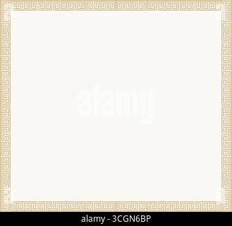 Decorative rectangular frame edged with a repeating meander key pattern in warm tones leaving generous space for headlines or text. Stock Vector