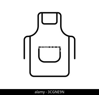 This image features a simple line art outline of a cooking apron with a pocket, ideal for kitchen and culinary applications, symbolizing practicality Stock Vector