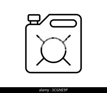 A simple outline illustration of a plastic fuel canister designed for liquid storage and transport, suitable for various applications in home and indu Stock Vector