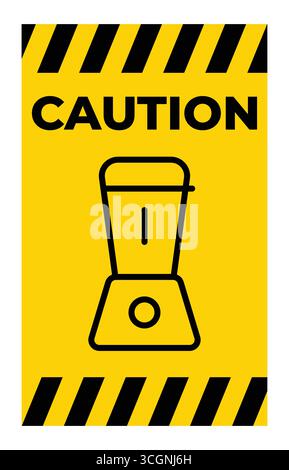 This caution sign showcases a blender icon on a bright yellow background, emphasizing kitchen safety and awareness. Ideal for culinary environments. Stock Vector