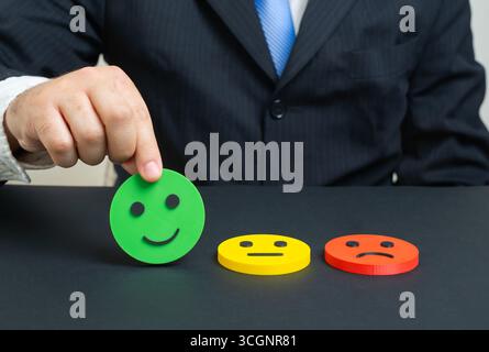 Rate as satisfactory. Mood rating as good. Good review, customer feedback, quality evaluation, product satisfaction, service survey, user experience Stock Photo