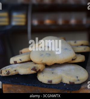 Love heart biscuits in bakery Stock Photo
