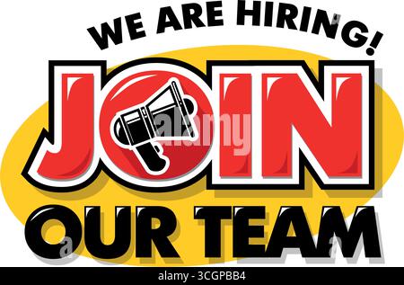 We are hiring. Join our team. Recruitment advertising template. Vector announcement job vacancies on transparent background Stock Vector