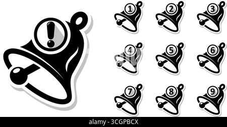 New event notification with bell and incoming message counter. Vector on transparent background Stock Vector