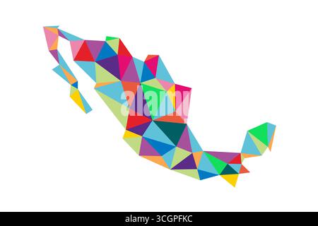 Mexico colorful low poly origami style map. Geometric map simple abstract tech style. Stock Vector