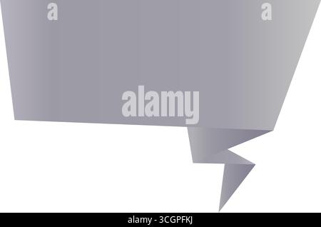 Grey origami speech bubble. Blank text bubble design element - abstract geometric vector sign. Stock Vector
