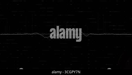 Displaying digital interface showing white dotted waveform on screen, with pixel noise artifacts Stock Photo