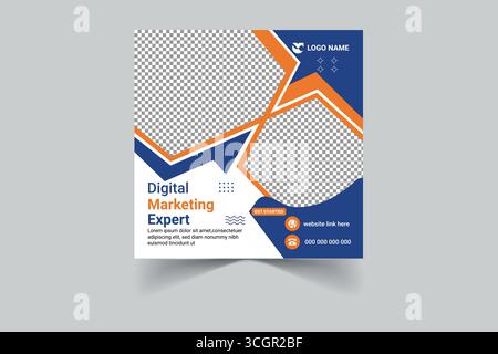 Minimalist Digital Marketing Social Media Design Business Promotion Vector Illustration Stock Vector