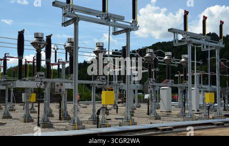 Construction of Traction Substation – Foundations and Catenary Network Stock Photo