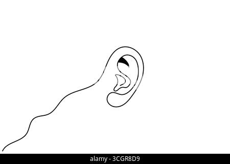 Human ear continuous line drawing. World deaf day simple one single ...