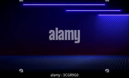 Studio interior with carbon fiber texture. Modern carbon fiber textured blue black interior with light. Background for mounting, product placement Stock Vector