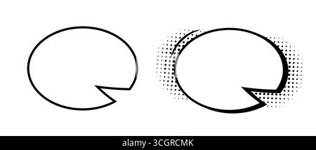 Empty comic speech bubbles with a semitone on a white background. Stock Vector