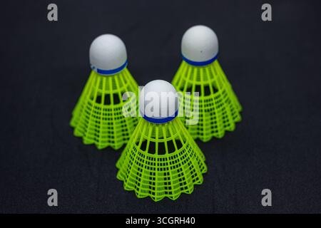 Feather Shuttlecock with Green Base Stock Photo