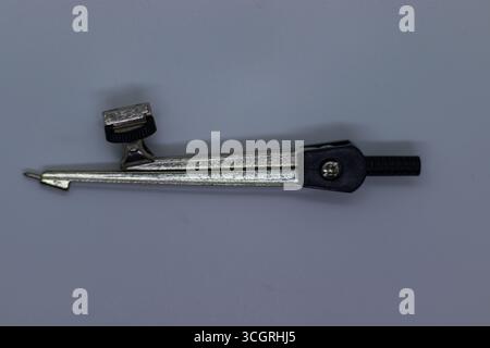 Geometry Pencil Compass Close-Up View Stock Photo